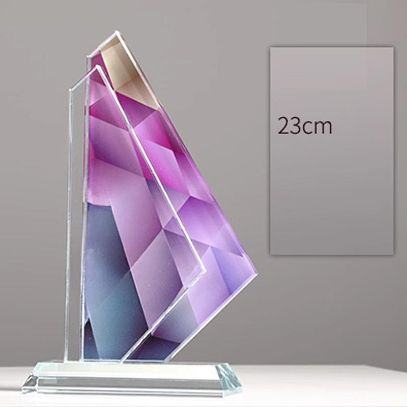 Customized Pentagram Crystal Trophy, Color Printing Prize Sports Movie Award Outstanding Employee Souvenir, Home Decoration, 1Pc