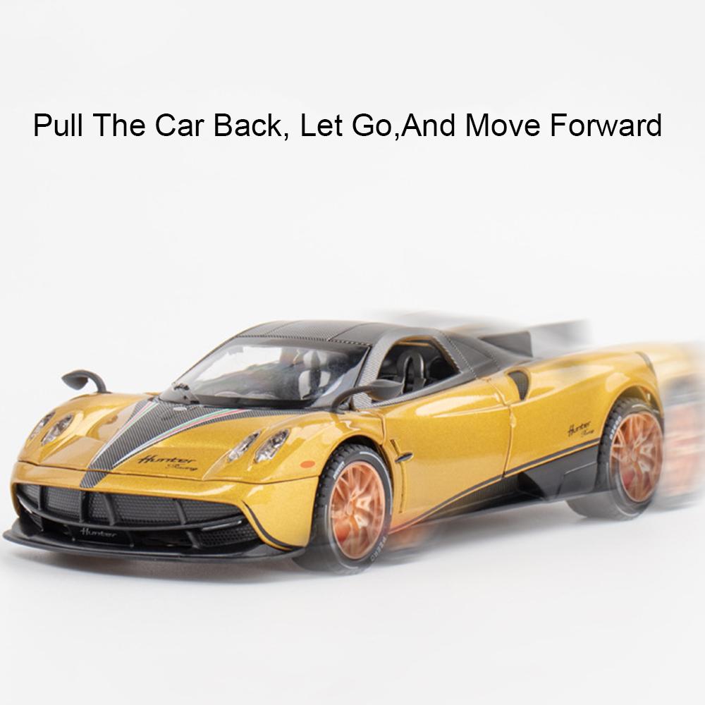 1:22 Pagani Huayra Sports Car Model Toy Alloy Diecast Doors Opened Sound Light Pull Back Miniature Supercar Holiday Kids Gifts