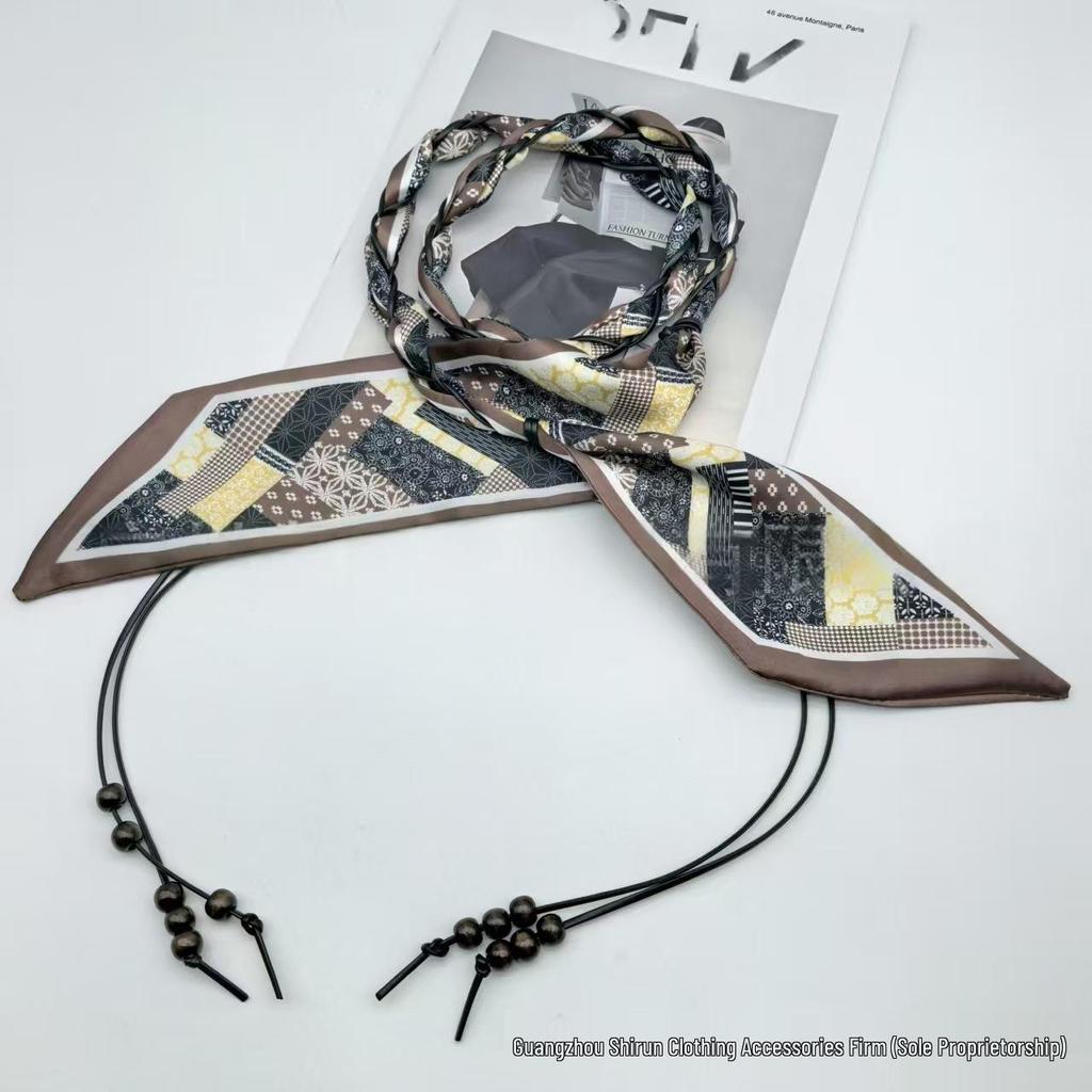 Bohemian Ethnic Silk Scarf Belt: Women's Handmade Woven & Beaded Waist Accessory