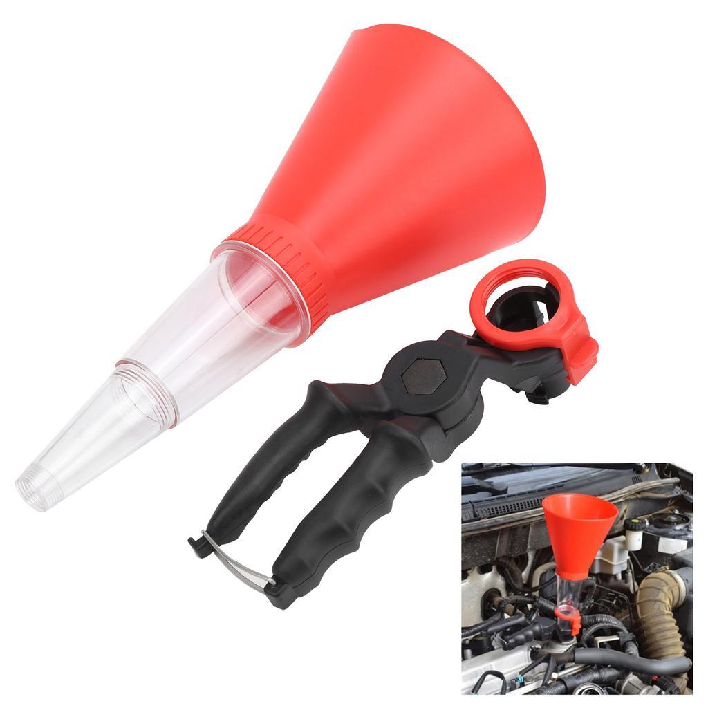 Engine Oil Funnel with Adjustable Fixed Bracket Drip Free Filling Spout Pour Tool Kit