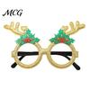 Glitter Christmas Glasses Glasses, Holiday Party Frames, Santa Hat 3D Tree Snowman Bear Funny Eyeglasses for Favors Kids And Adult