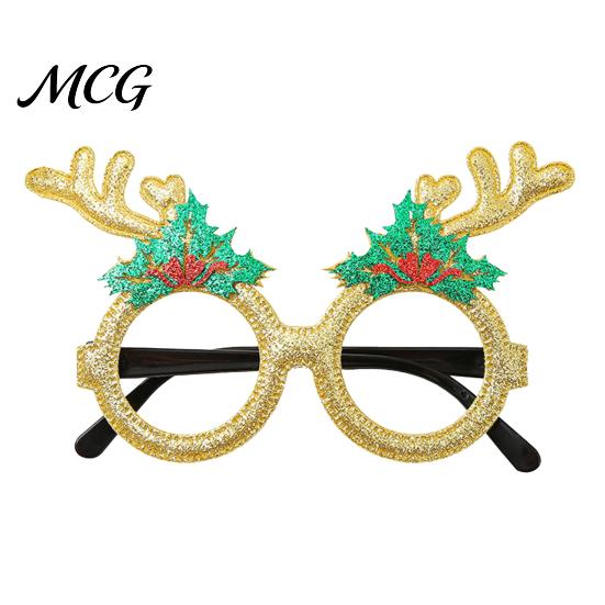Glitter Christmas Glasses Glasses, Holiday Party Frames, Santa Hat 3D Tree Snowman Bear Funny Eyeglasses for Favors Kids And Adult