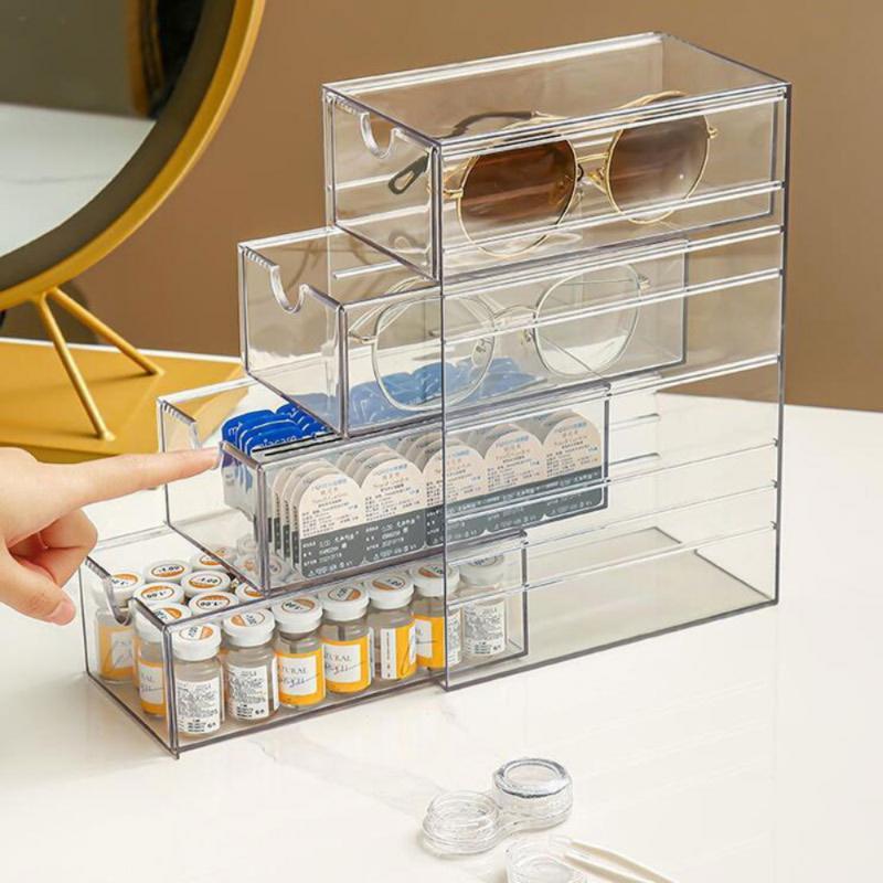 Transparent Multi Grid Sunglasses Storage Box 4-layer Sunglasses Desktop Display Box Acrylic Board Miscellaneous Box Wholesale