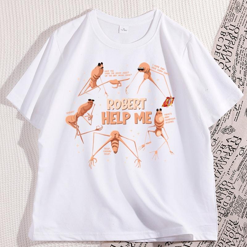 Marcus The Worm Funny Meme Robert Help Me T Shirt Funny Man Woman Cootton Graphic Tees High Quality Short Sleeve Round Neck Tee