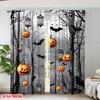 2Pcs Polyester Halloween Spooky Moonlit Printing Window Curtains Birthday Party Decoration Backdrop Drapes for Living Room