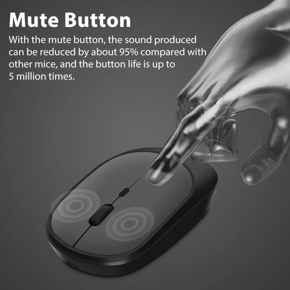 Mute Mice USB Rechargeable Mouse Gamer Dual Modes Bluetooth-compatible 2.4G Wireless Mouse For Laptop Pad Tablet Macbook Mause
