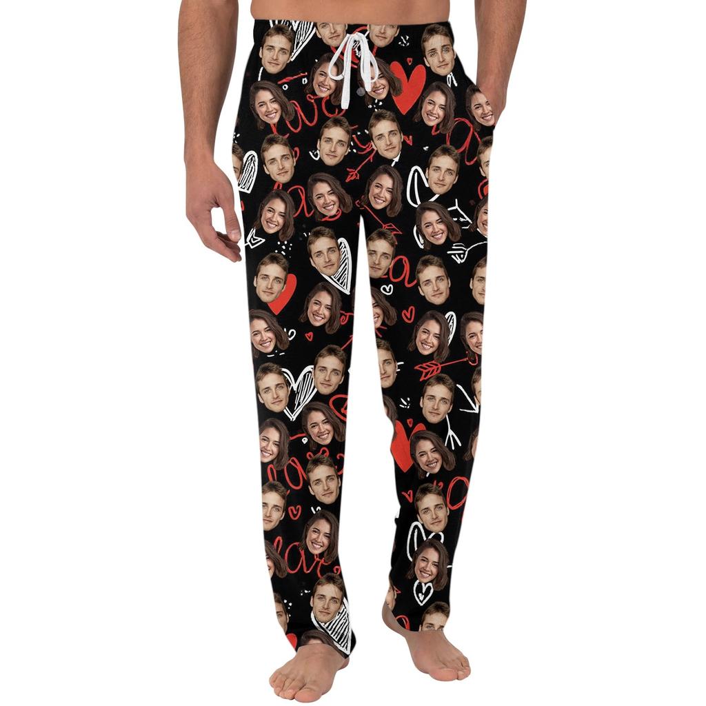 Men's Casual Pajama Pants with Pockets Valentine's Day Long Pants