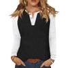 Women's T Shirt Color Block Button Long Sleeve Daily Weekend Fashion Basic V- Neck Regular Top