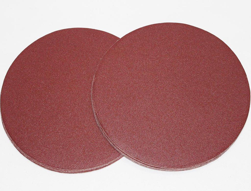12" Red Sand Flocked Sandpaper Disc - Self-Adhesive Hook & Loop Sanding Pad
