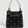 Riveted Carry-on Bag Large Capacity, White Leather Single Shoulder Bag, Fashionable Zipper Chain Diagonal Cross Bags