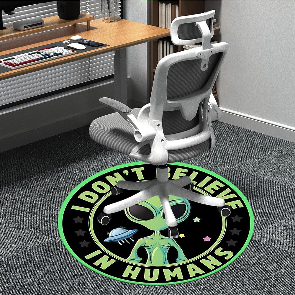 1PC Alien Pattern Chair Carpet for Office, Indoor Non-Slip Washable Carpet, Soft Comfortable Mat For Office Room yy250930082