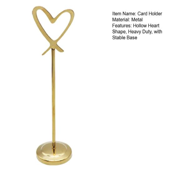 Metal Place Card Base Hollow Heart Table Number Holder, Love Stand, Holders Clip for Photos, Food Signs, Memo Notes, Weddings, Birthdays, Restaurants