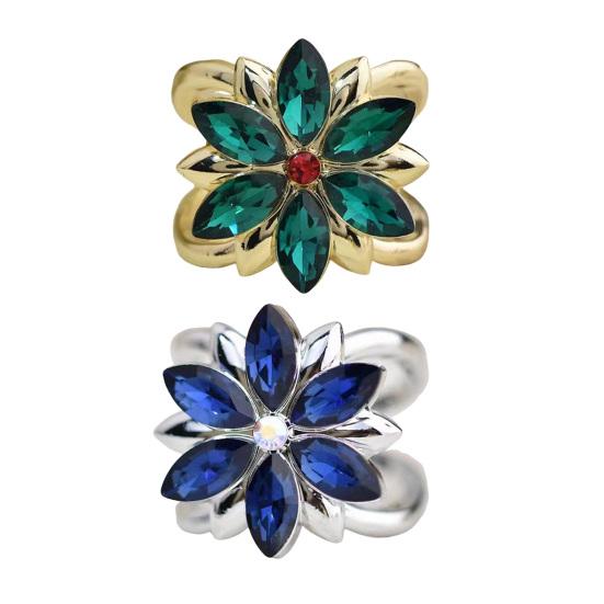 Strassblumen Seidenschalring Damen T-Shirt Krawattennadel Kleiderecke Geknoteter Knopf