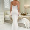 New European and American Popular INS Style, Pure White Suspender Long Dress, Pure Desire Style, Luxury Temptation Nude Dress