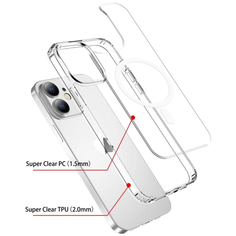 Luxury Car Phone Mount Case for iPhone 16 15 14 Plus 13 12 11 Pro Max Plus Case for MagSafe Magnetic Wireless Charger Clear Case