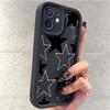 Capa de Celular Preta com Design de Ranhura de Estrela Real para iPhone 14/15/16/17 Pro Max