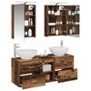 Bathroom Furniture Set 5 pcs Reclaimed Wood Look Engineered Wood and Glass