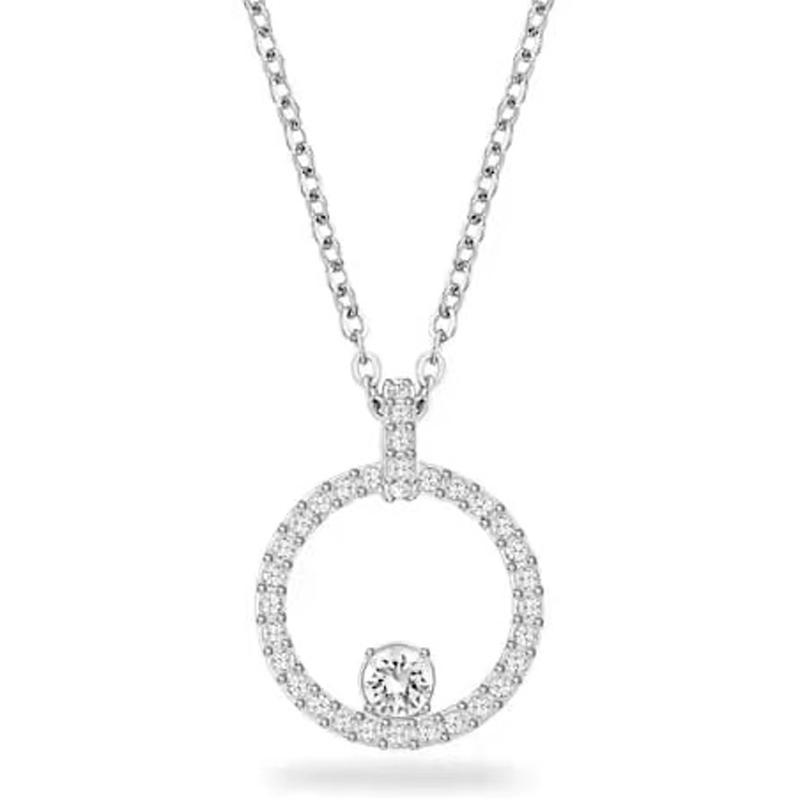 2026 New Trendy Circle Necklace with Cubic Zirconia Simple Stylish Clavicle Chain  for Women Wedding Eternity Jewelry