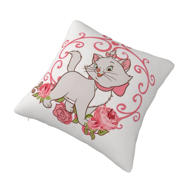 Custom Modern Marie Cat Rose Sofa Cushion Cover Soft Throw Pillow Case