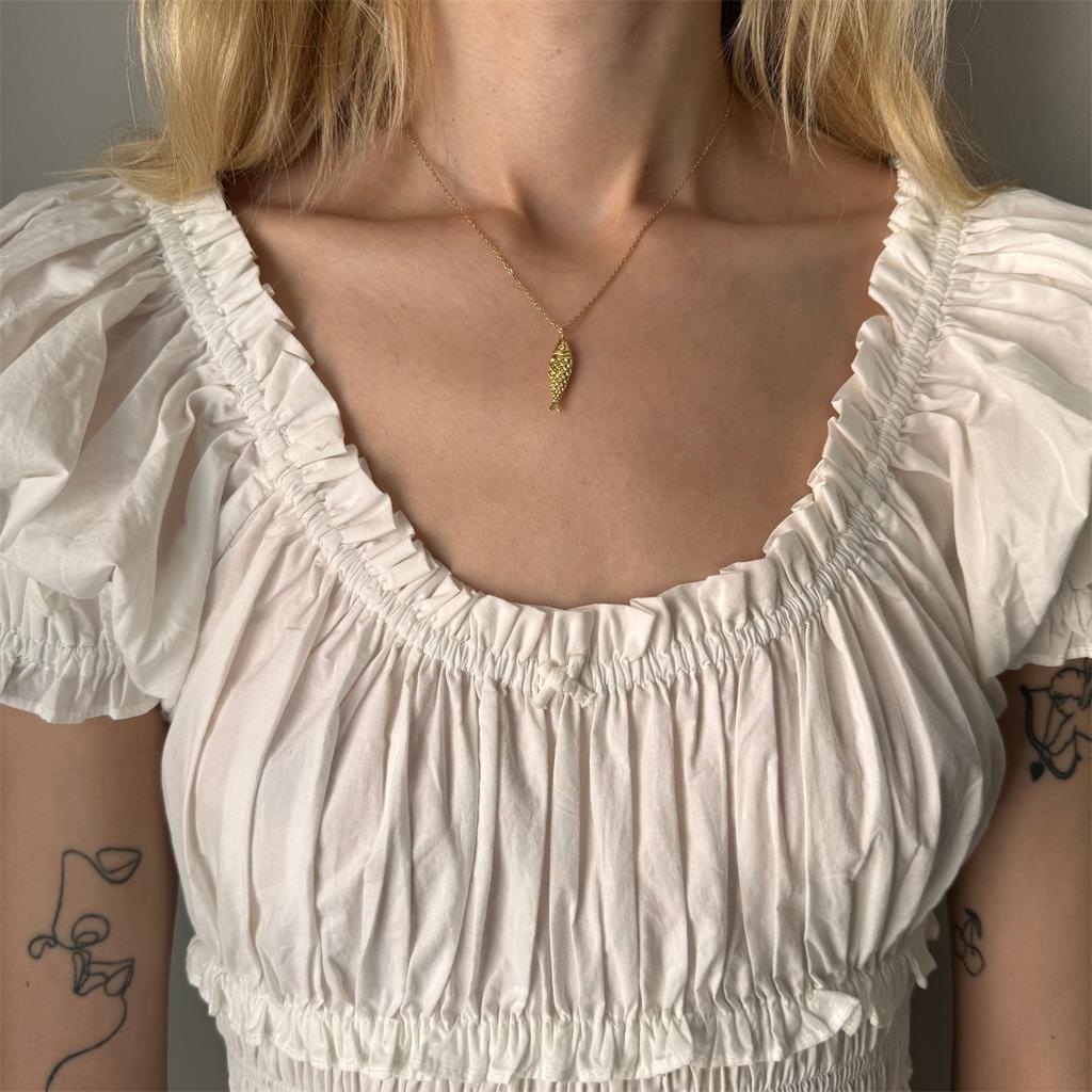 Yori Creativity Stainless Steel Fish Chic Pendant Necklace 18K PVD Plated High Quality Charm Stylish Golden Jewelry