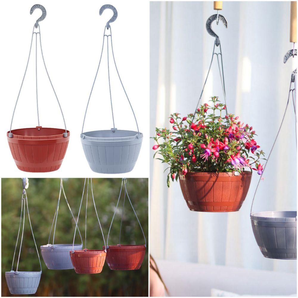 Grey Brown Hanging Flower Pots Self Watering Plant Flowerpot High Quality Planter  Balcony Decor