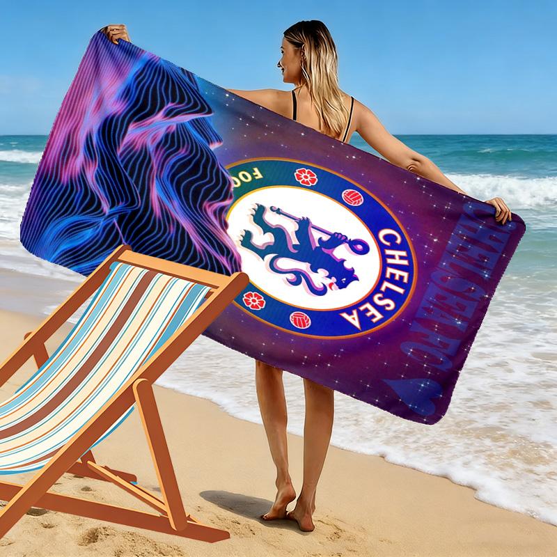 Asciugamano da Spiaggia con Stampa Logo Chelsea-FC, Asciugamano Grande Morbido ad Asciugatura Rapida per Spiaggia Campeggio Nuoto