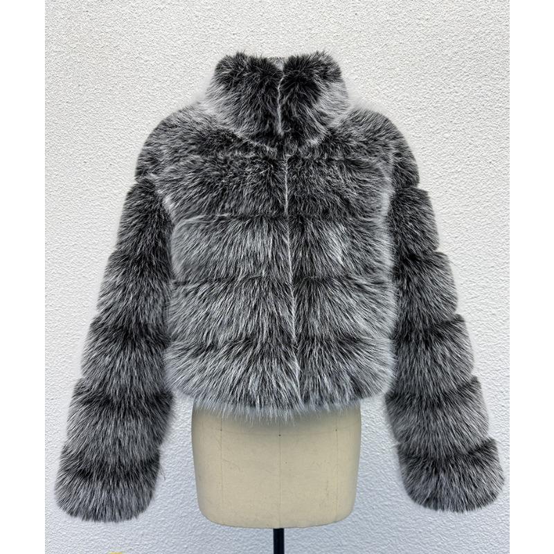 

Осенне-зимнее пальто новая мода стойка воротник повседневное теплое пальто из искусственного лисьего меха XXXXL