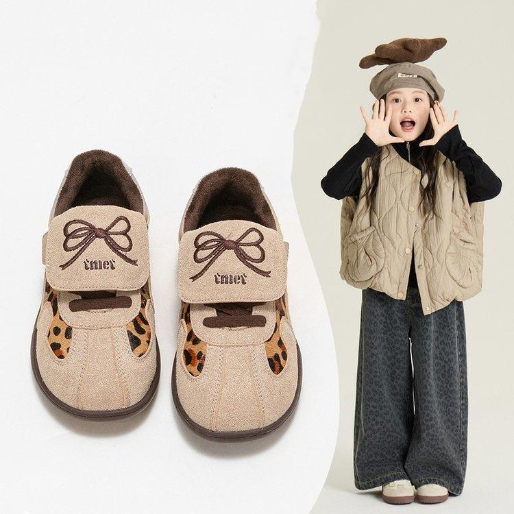 Girls' Shoes Spring and Autumn 2025 New Korean Children's Sports Shoes 6-12 Years Old Little Girl Leopard Print Board Shoes German Training Shoes