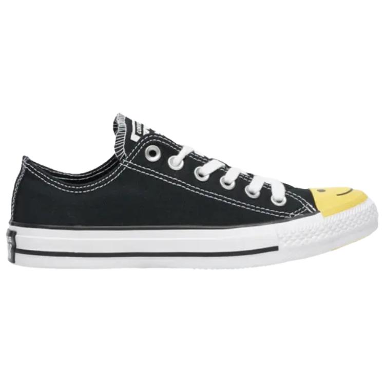 Converse Chuck Taylor All Star Low Smiley Face Men Sneakers Black White Yellow 165578C