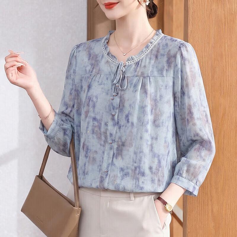 

Стильная женская весенняя блузка с рукавами 3/4 4XL
