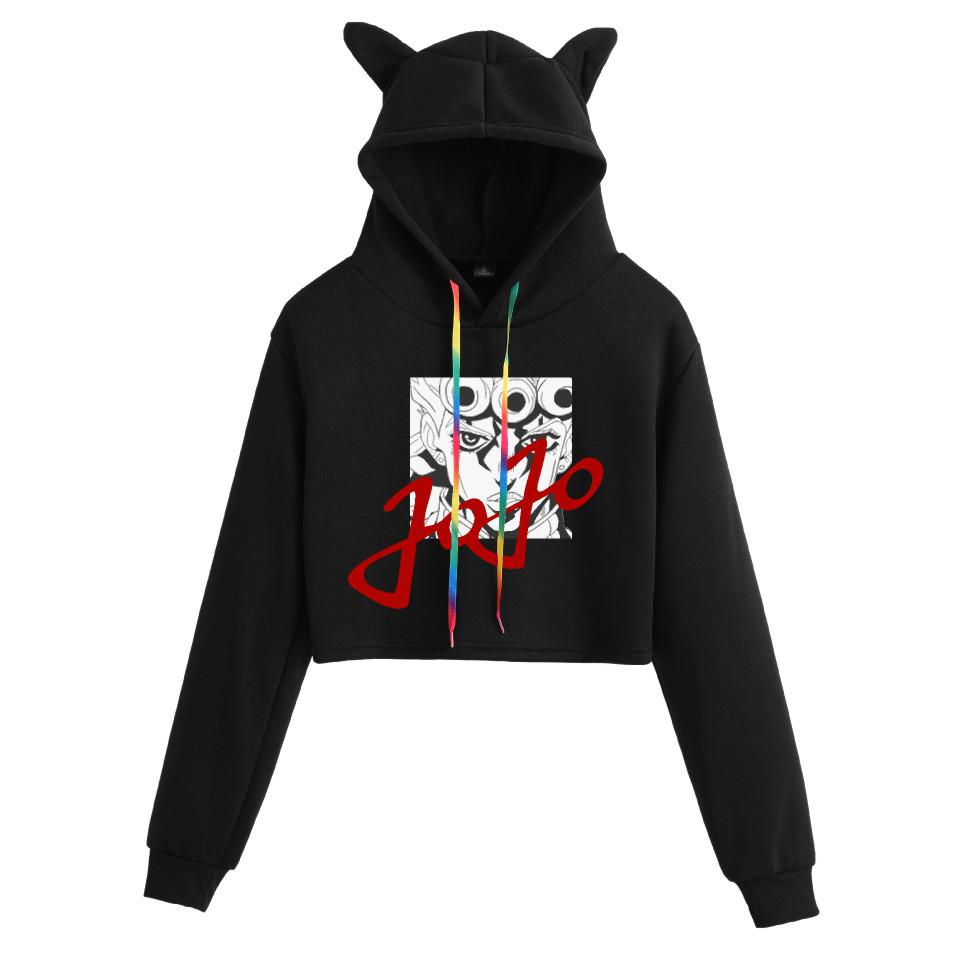 JOJO's Bizarre Adventure Anime Cat Ear Cropped Women's Hoodie