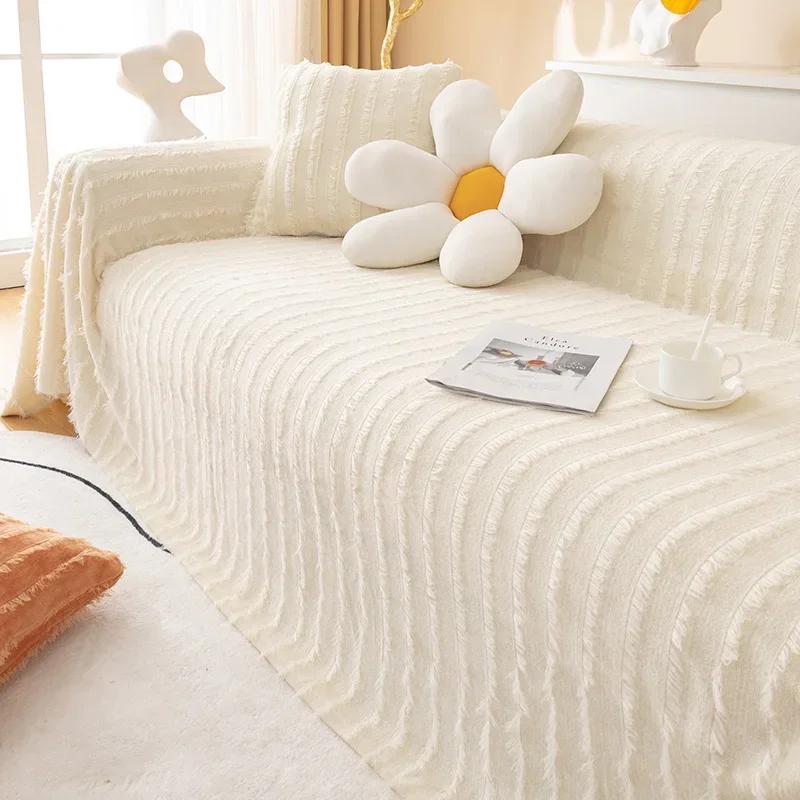 Soft Sofa Blanket for Living Room Non-Slip Solid Thick Sofa Cushion Mat Simple Style Plush Sofa Towel Home Couch Decor