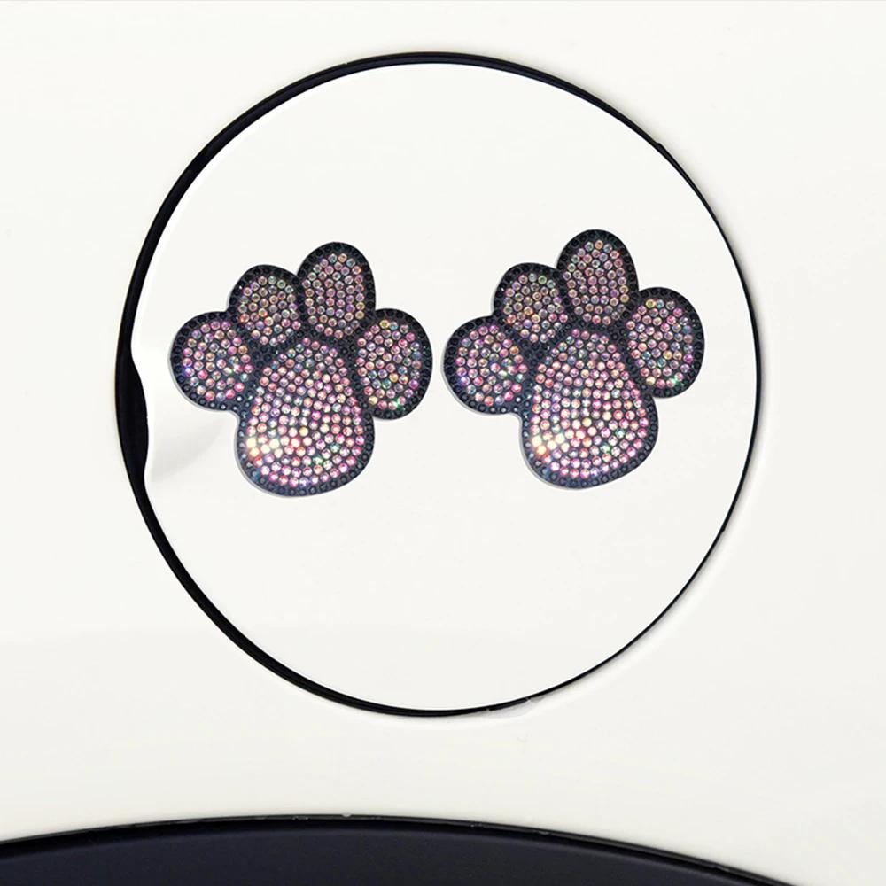 Diamond Crystal Car Stickers Dog Paw Stickers Cute Palm Print Body Tail Scratch Stickers Exterior Decoration Auto Accessories