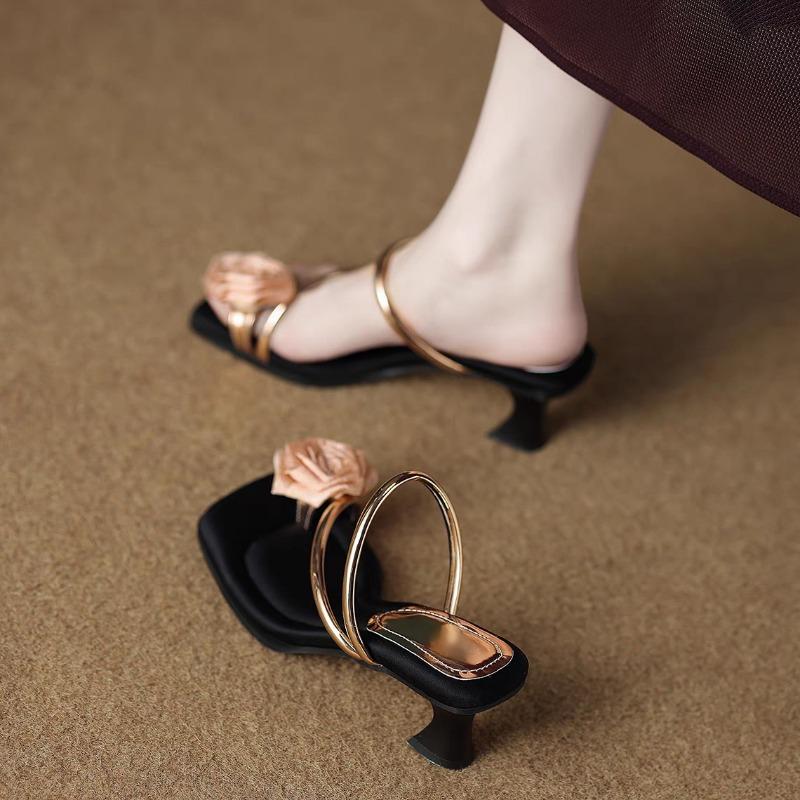 Fashion Half-drag Women's Outward Wear 2025 Summer New Beautiful, Giant, Good-looking, Stiletto High-heeled Fashion Sandals and Slippers