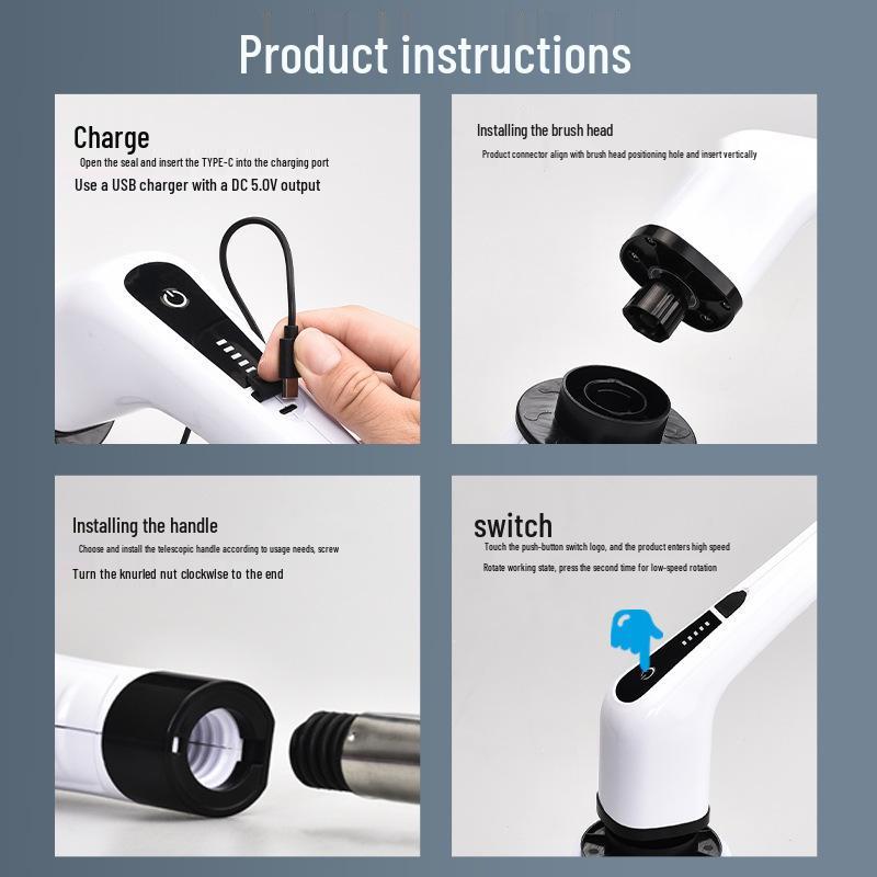 Retractable 9-in-1 Wireless Electric Cleaning Brush for Home, Toilet, and Kitchen