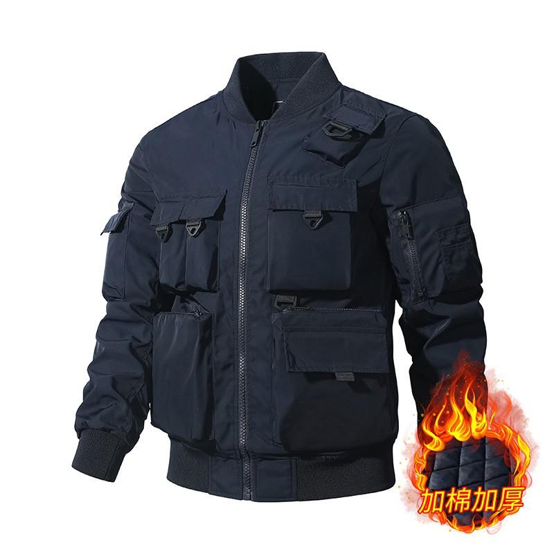 Mens Vintage Pilot Jacket With Multiple Pockets Waterproof Windproof Utility Outerwear Casual Wear