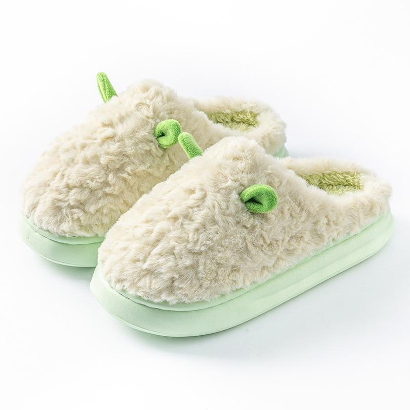 Cotton Slippers for Women, Autumn and Winter Couple's Thick-soled Indoor Household Warm Anti-slip Fluffy Cotton Shoes for Men