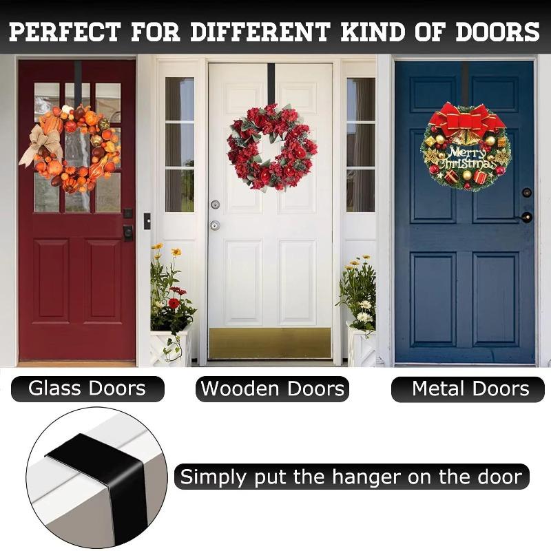 Christmas Front Door Hook 38cm Nail-Free Metal Ornament Long Hook Halloween Single Hook Decorative Garland Door Hanger