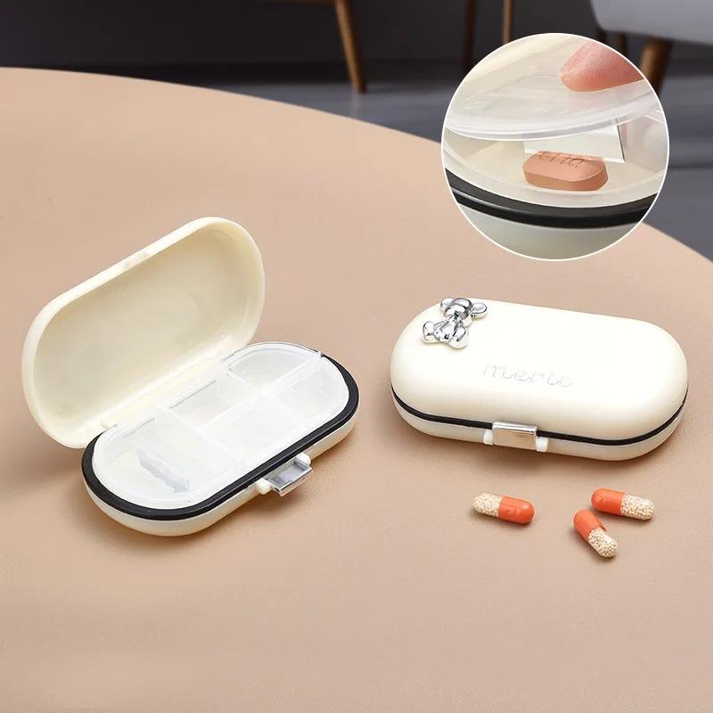 Таблетница 4/6 отделений Контейнер для таблеток Дорожная таблетница с ножом для лекарств Герметичная Влагозащищенная Портативная таблетница-диспенсер