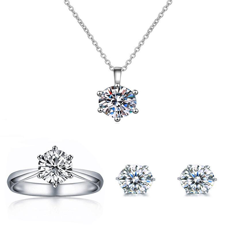 925 Silver Jewelry Set AAAAA Zircon Fashion Women Elegant Necklace Earrings Ring Birthday Party Wedding Gift