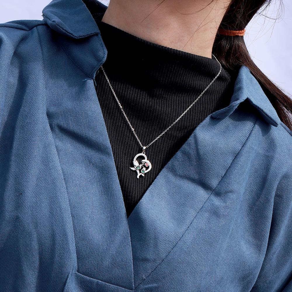 Stříbro 925 Pár Kolibříků Náhrdelník Přívěsek Zvířecí Šperky Dárky na Valentýna pro Ženu Manželku Přítelkyni Mámu Dcery