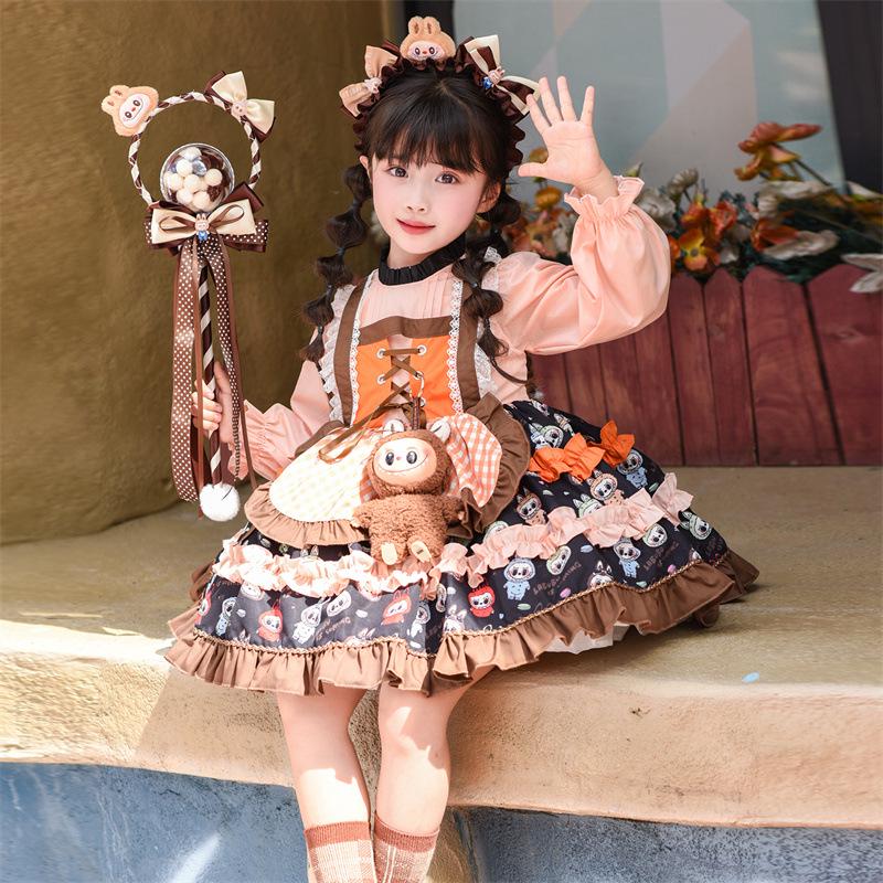 Dívčí síťované lolita šaty 2025: Podzimní/Zimní Móda Narozeninová Nadýchaná Sukně