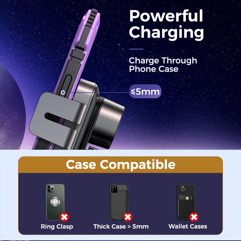 15w Qi Fast Charging Phone Holder Mount Auto-clamping Alignment Windshield Dashboard Car Charger For Iphone Samsung