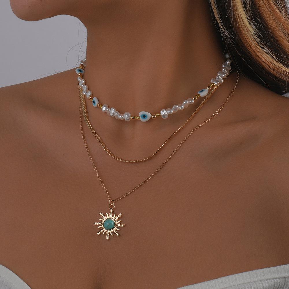 Women European Fashion Pearl Clavicle Necklace Choker Color Rice Bead Bohemian Style Necklace For Women Jewelry