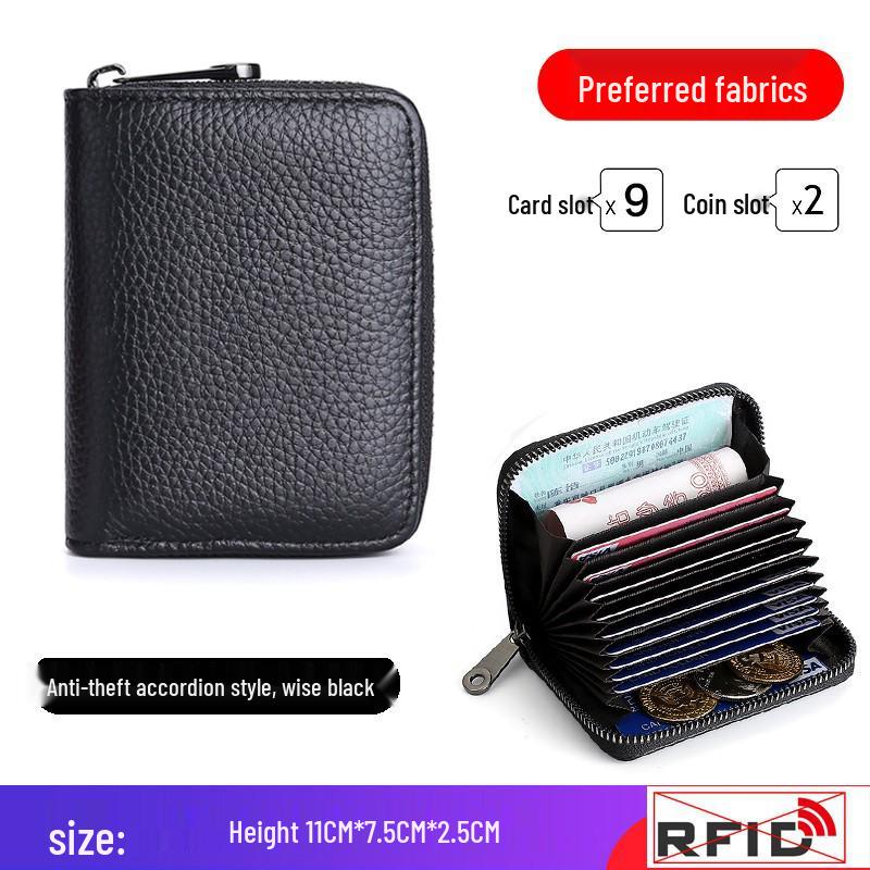 

2022 High-End Genuine Leather ID Card Holder, Anti-Demagnetization, Large Capacity for Men & Women