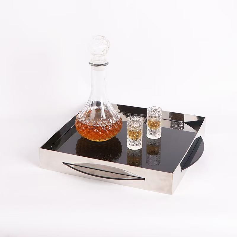 Stainless Steel Trays Simple Dining Room Fruit Plate Coffee Table Aromatherapy Tray Modern Desktop Decoration Organize Plates