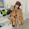Korean Soft Girl Chic Scarf: Cute Knitted Tiger Wool Shawl for Students