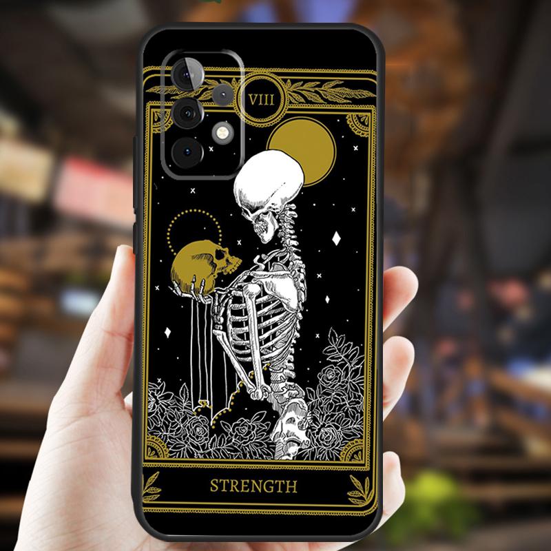 Death Tarot Cat Case For Samsung Galaxy A32 A56 A16 A15 A22 A52 A54 A14 A26 A36 A55 A35 A05 A06 A53 A33 A13
