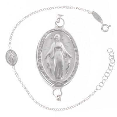 [Q8914] - Silberarmband 'Jungfrau Maria' Silber (rhodiniert) - 10x7 mm