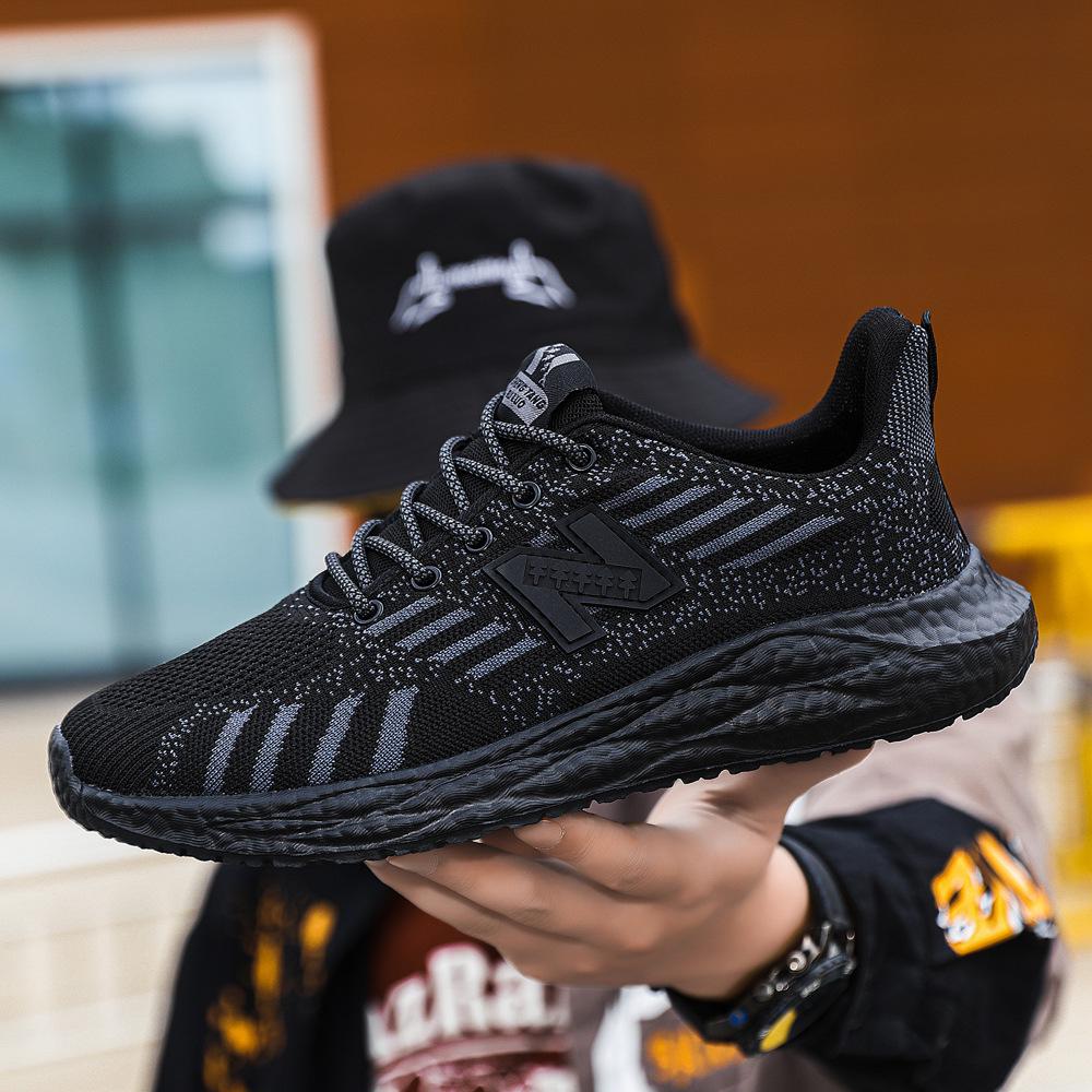 נעלי ספורט טרנדיות לגברים קלות משקל נושמות - סוליה רכה, נעלי ריצה חיצוניות רב-תכליתיות לאביב ולקיץ